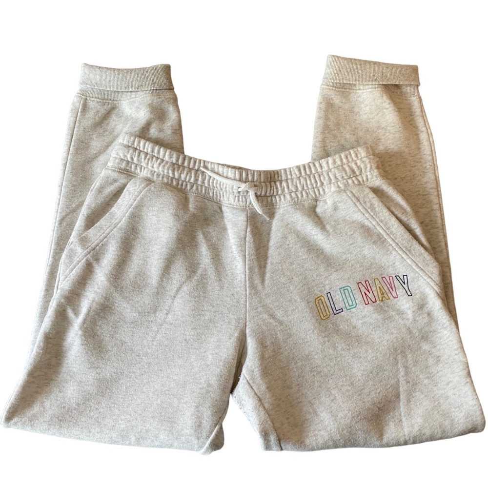 Old Navy Girls Fleece Joggers 14 XL PLUS Sweatpants Oatmeal Heather LOGO